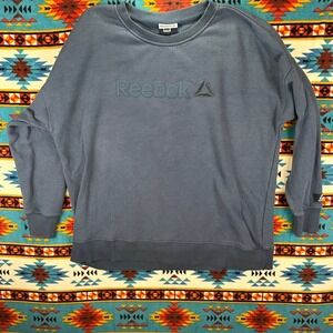 Reebok Pullover Sweatshirt Athleisure Logo Crew Neck Comfy‎ Casual Blue